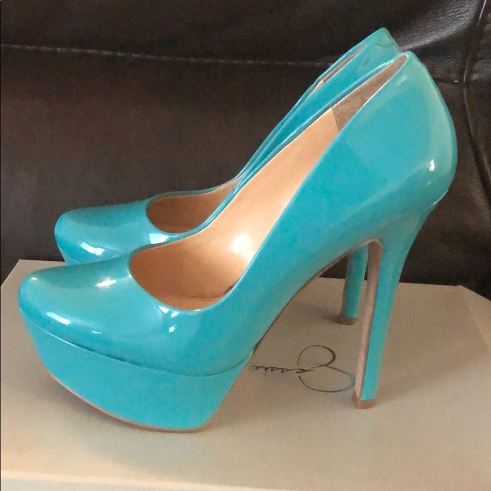 Jessica Simpson Aqua Patent leather heels